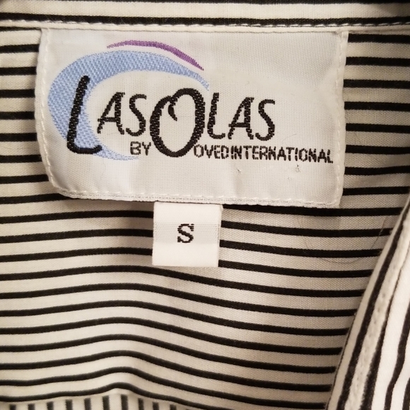 Las Olas Striped Button Down Casino Shirt in Small - Picture 2 of 8